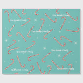 Sky blue Christmas jelly Lollies aangepaste naam Cadeaupapier (Vlak)