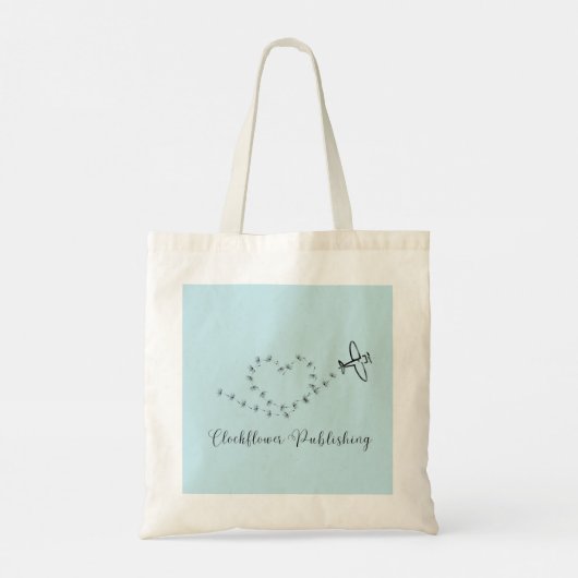 Sky-Blue Clockflower Publishing Logo Canvas tas (Achterkant)
