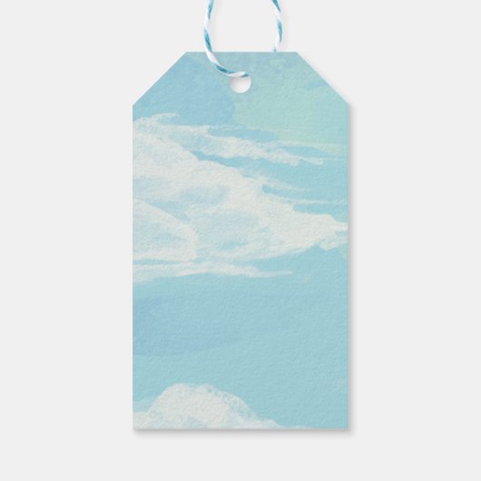 Sky Blue Cloud Baby shower Hartelijk dank Cadeaulabel (Achterkant)