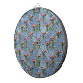 Sky blue cloudy and Flamingo's Repeat Print Dartbord (Voorkant Rechts)