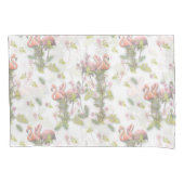 Sky blue cloudy and Flamingo's Repeat Print Kussensloop (Voorkant)