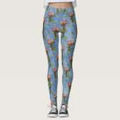Sky blue cloudy and Flamingo's Repeat Print Leggings (Voorkant)