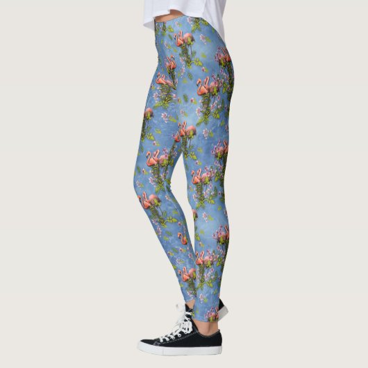 Sky blue cloudy and Flamingo's Repeat Print Leggings (Links)
