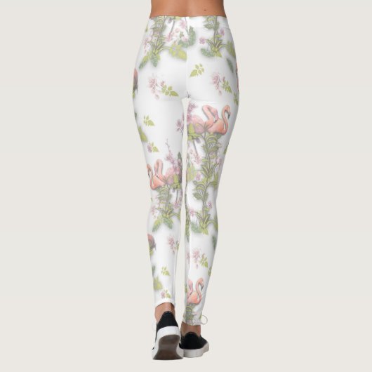 Sky blue cloudy and Flamingo's Repeat Print Leggings (Achterkant)