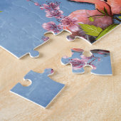 Sky blue cloudy and Flamingo's Repeat Print Legpuzzel (Zijkant)