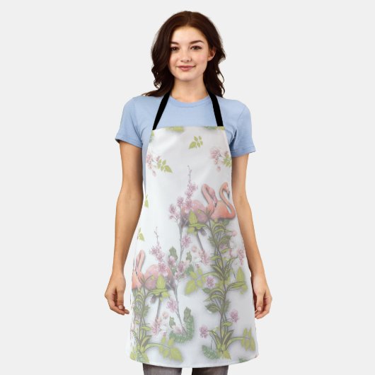 Sky blue cloudy and Flamingo's Repeat Print Schort (Gedragen)