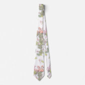 Sky blue cloudy and Flamingo's Repeat Print Stropdas (Voorkant)