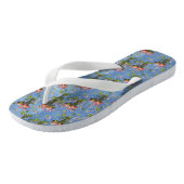 Sky blue cloudy and Flamingo's Repeat Print Teenslippers (Schuin)