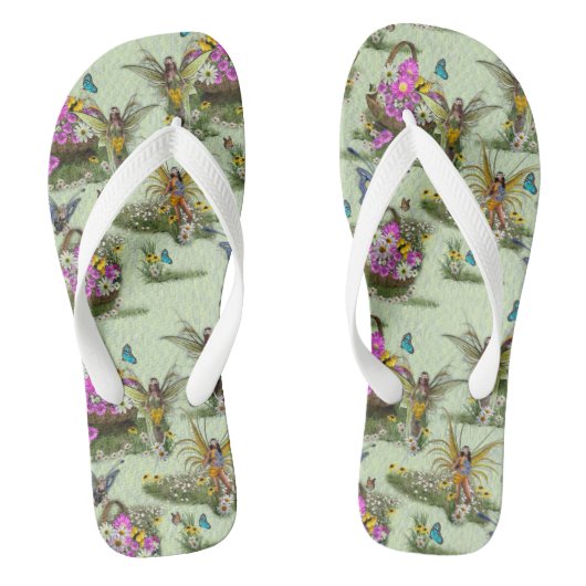 Sky blue cloudy and Flamingo's Repeat Print Teenslippers (Voetbed)