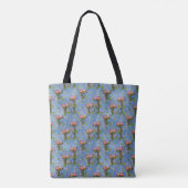Sky blue cloudy and Flamingo's Repeat Print Tote Bag (Achterkant)