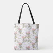 Sky blue cloudy and Flamingo's Repeat Print Tote Bag (Achterkant)