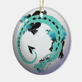 Sky Blue Coiled Dragon Keramisch Ornament (Links)