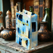 Sky Blue & Cream Tranquil Geometrische Hedendaagse Klein Cadeauzakje