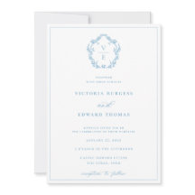  Sky Blue Crest Monogram Huwelijk