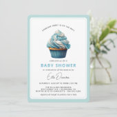 Sky Blue Cupcake | Dessert thema Boy Baby shower Kaart (Staand voorkant)