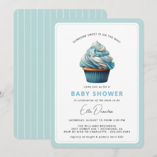 Sky Blue Cupcake   Dessert thema Boy Baby shower Kaart