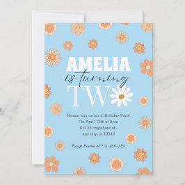 Sky Blue Daisy Twee Uitnodiging voor de 2e Verjaar