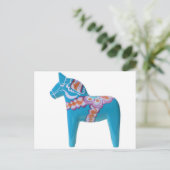 Sky Blue Dala Horse Briefkaart (Staand voorkant)
