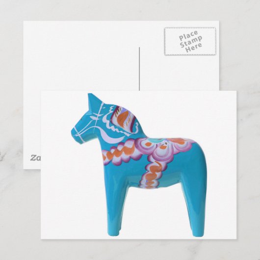 Sky Blue Dala Horse Briefkaart (Voorkant / Achterkant)