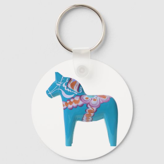 Sky Blue Dala Horse Sleutelhanger (Voorkant)