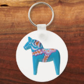 Sky Blue Dala Horse Sleutelhanger (Voorkant)