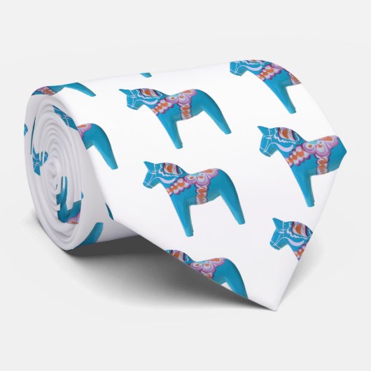 Sky Blue Dala Horse Stropdas (Opgerold)
