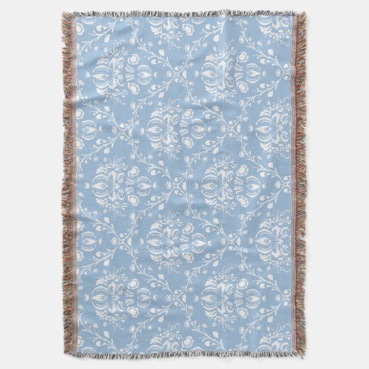 Sky Blue Damask Deken (Voorkant Verticaal)