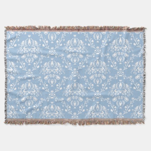 Sky Blue Damask Deken (Voorkant)
