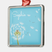 Sky Blue dandelion floral personal name Metalen Ornament (Links)