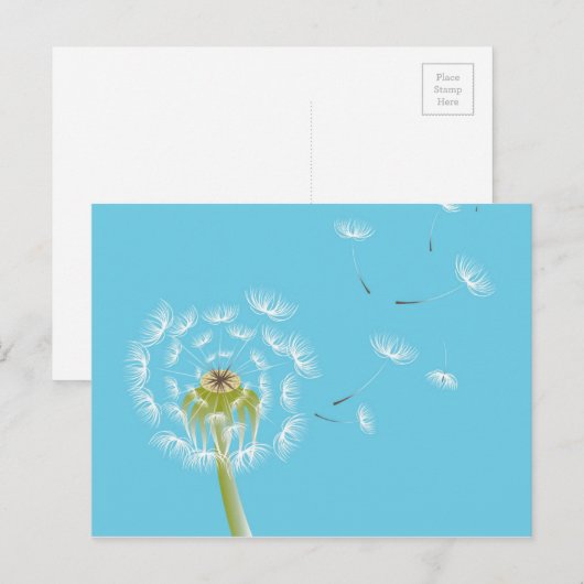 Sky Blue dandelion florale natuur Briefkaart (Voorkant / Achterkant)