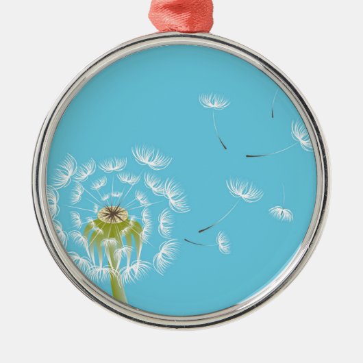 Sky Blue dandelion florale natuur Metalen Ornament (Voorkant)