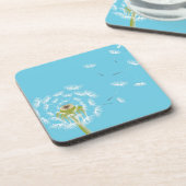 Sky Blue dandelion florale natuur Onderzetter (Linkerzijde)