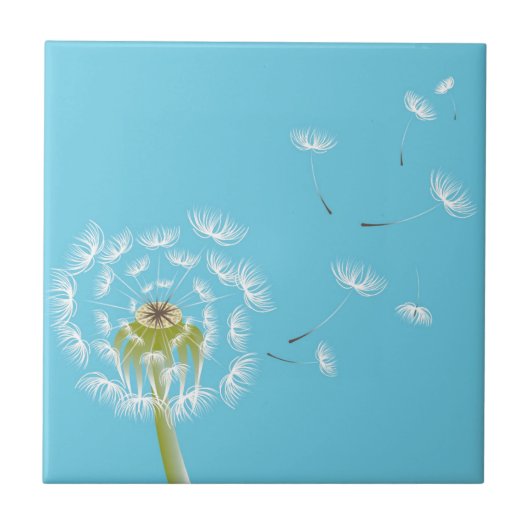 Sky Blue dandelion florale natuur Tegeltje (Voorkant)
