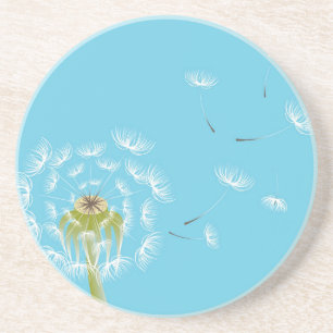 Sky Blue dandelion florale natuur Zandsteen Onderzetter