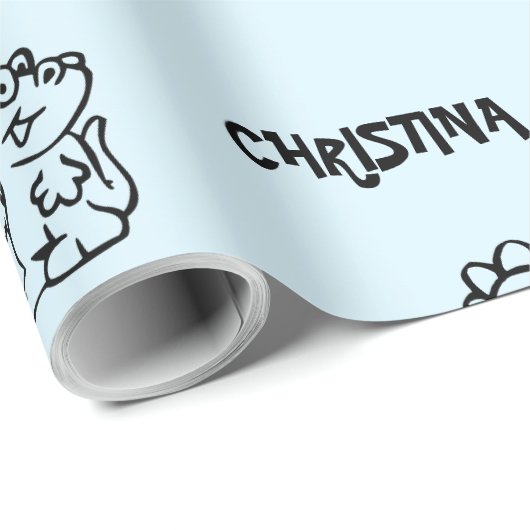 Sky Blue Dino-thema Kind is jarig Cadeaupapier (Rol Hoek)