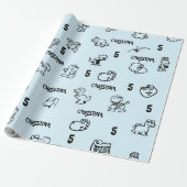 Sky Blue Dino-thema Kind is jarig Cadeaupapier (Uitgerold)