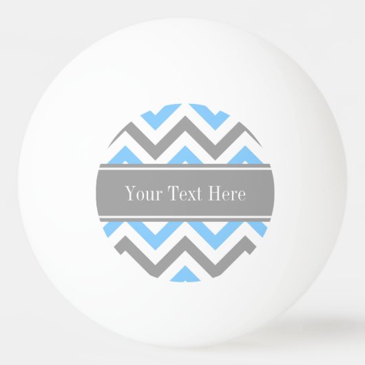 Sky Blue Dk Gray Wht LG Chevron Gray Name Monogram Pingpongbal (Voorkant)