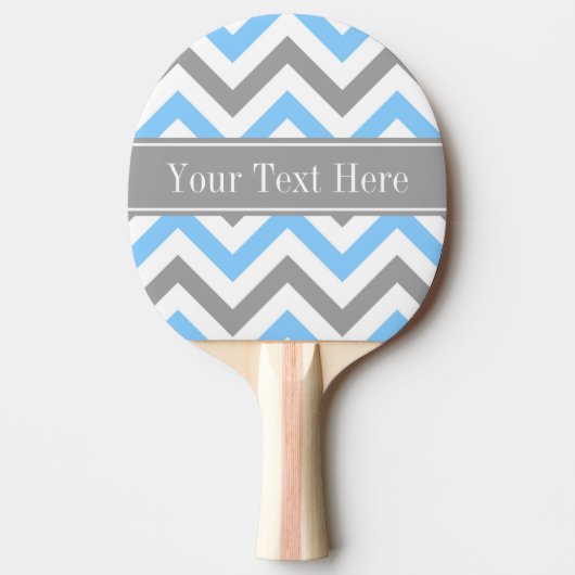 Sky Blue Dk Gray Wht LG Chevron Gray Name Monogram Tafeltennisbatje (Voorkant)