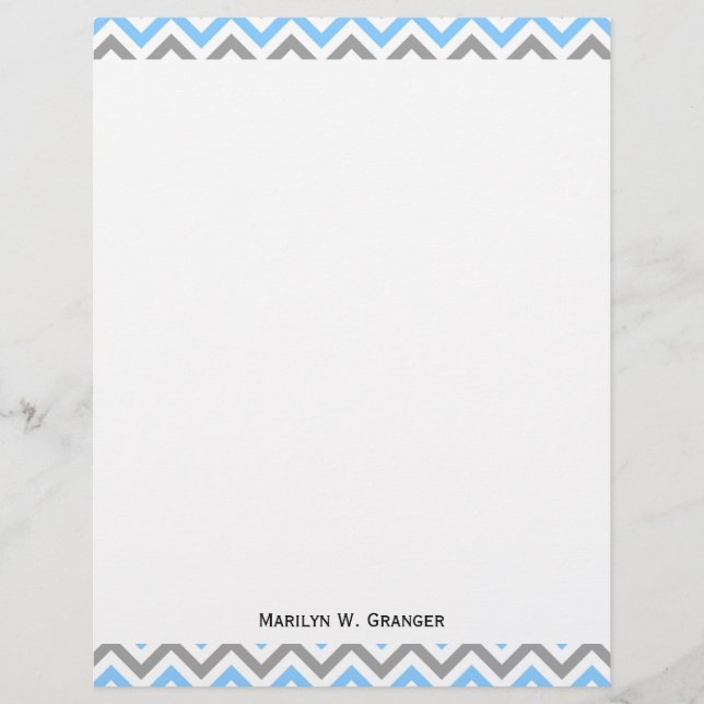 Sky Blue, Dk Grey Wht Large Chevron ZigZag Pattern (Voorkant)