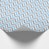 Sky Blue, Dk Grey Wht Large Chevron ZigZag Pattern Cadeaupapier (Hoek)