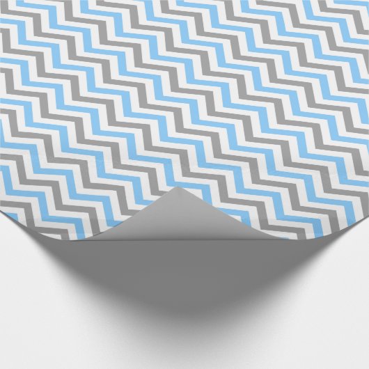 Sky Blue, Dk Grey Wht Large Chevron ZigZag Pattern Cadeaupapier (Hoek)