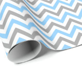 Sky Blue, Dk Grey Wht Large Chevron ZigZag Pattern Cadeaupapier (Rol Hoek)