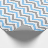 Sky Blue, Dk Grey Wht Large Chevron ZigZag Pattern Cadeaupapier (Hoek)