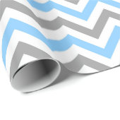 Sky Blue, Dk Grey Wht Large Chevron ZigZag Pattern Cadeaupapier (Rol Hoek)