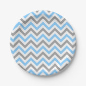 Sky Blue, Dk Grey Wht Large Chevron ZigZag Pattern Papieren Bordje (Voorkant)