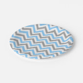 Sky Blue, Dk Grey Wht Large Chevron ZigZag Pattern Papieren Bordje (Gekanteld)
