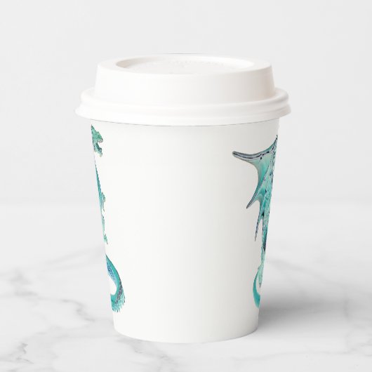 Sky Blue Dragon Papieren Bekers (Links)
