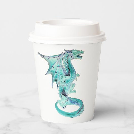 Sky Blue Dragon Papieren Bekers (Achterkant)