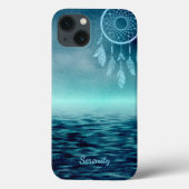 Sky Blue Dream Catcher met Blauwgroen achtergrond Case-Mate iPhone Case (Achterkant)