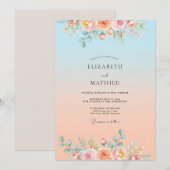Sky Blue Dreamy Sunset Wedding Kaart (Voorkant / Achterkant)